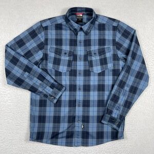 North Face Shirt Mens Small Blue Plaid Snap Outdoors Camping Hiking Travel Work‎